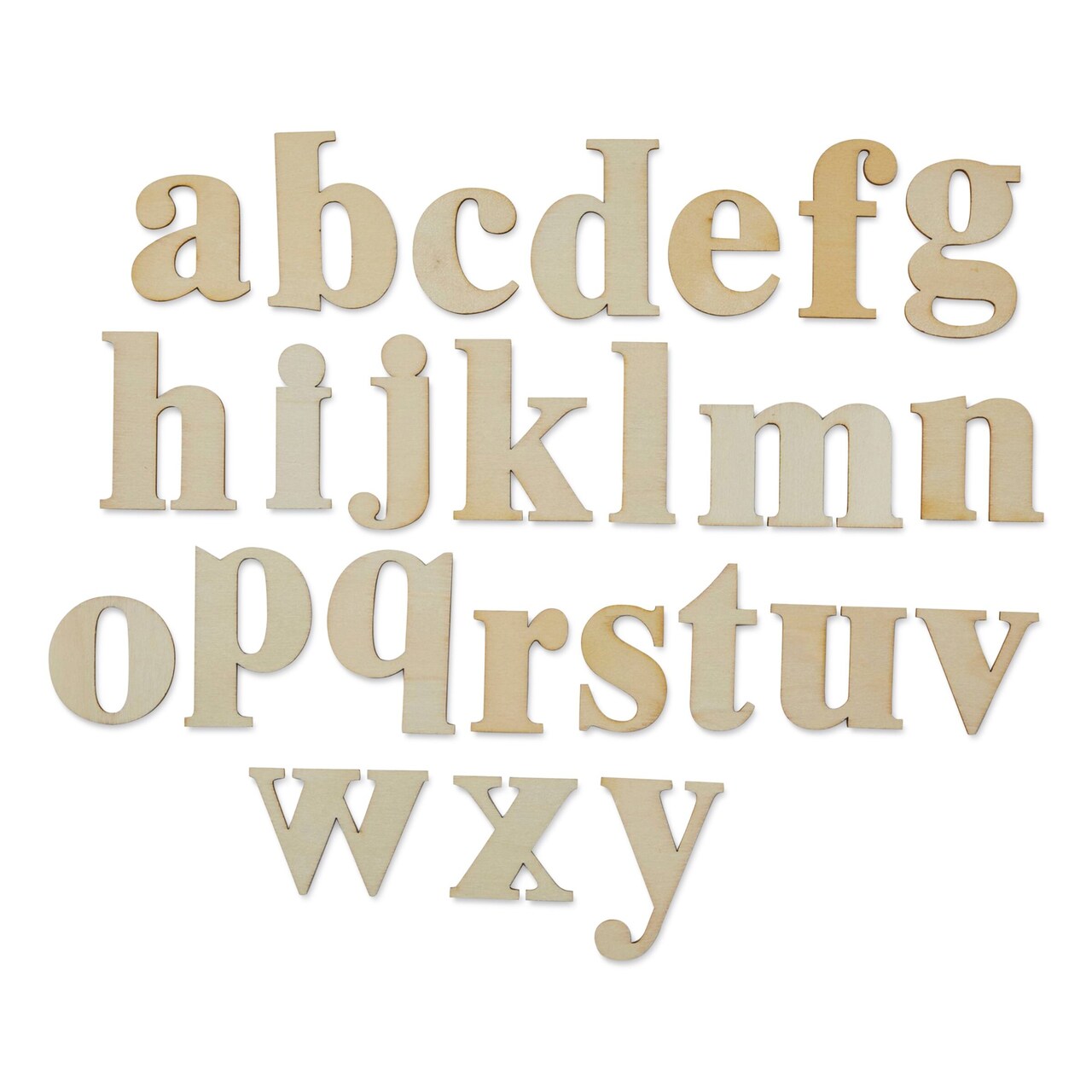 Park Lane Unfinished Wood Letters - Lowercase, Classic Serif, Pkg of 26